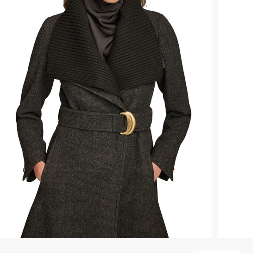 DKNY Belted Collard Coat